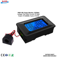 Pengukur Daya AC Digital Voltmeter & Ammeter 100A Fase Tunggal AC110-250V Panel Layar LCD Monitor Daya Aktif Watt