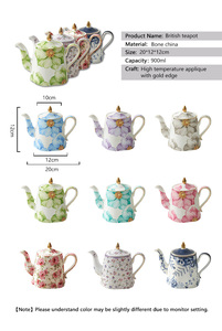 <span class=keywords><strong>Service</strong></span> à thé et à café en <span class=keywords><strong>porcelaine</strong></span> fine de qualité supérieure, style anglais, avec bordure dorée, tasses à thé en céramique, théière, tasse et soucoupe - Product Image 5