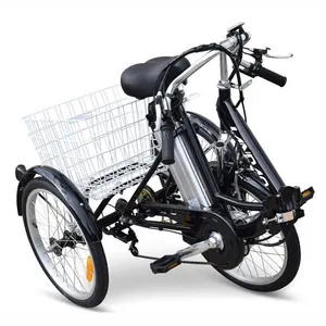 MINMAX Sepeda Roda Tiga Elektrik Lipat, Becak Listrik Tiga Roda untuk Perjalanan Pasar Besar