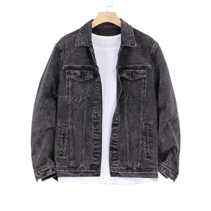 <span class=keywords><strong>Veste</strong></span> <span class=keywords><strong>en</strong></span> <span class=keywords><strong>jean</strong></span> décontractée à <span class=keywords><strong>col</strong></span> rabattu pour hommes, vêtements de rue <span class=keywords><strong>en</strong></span> noir et <span class=keywords><strong>en</strong></span> détresse, vestes <span class=keywords><strong>en</strong></span> <span class=keywords><strong>jean</strong></span> <span class=keywords><strong>en</strong></span> coton et laine pour hommes - Product Image 1
