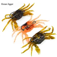 Lot de 3 leurres souples en silicone 3D en forme de crabe de 13 cm pour la pêche au bar, au saumon et au cabillaud - Matériel de pêche en mer