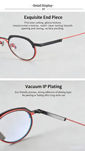 Gọng kính Titan Acetate dành cho nam <span class=keywords><strong>2026</strong></span>, thương hiệu mới, thiết kế tròn, kính mắt nữ, gọng kính thuốc theo toa, hàng có sẵn - Product Image 4