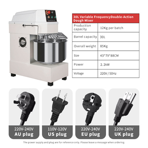Nouveau Pétrin Spirale Commercial 30L 12kg Multifonctionnel à Fréquence Variable Double Action pour Farine Usage Intensif - Product Image 2