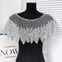 Applique brodée en argent et or en gros pour col de robe de mariée