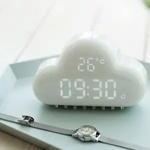 Creative Led Kids Cloud Bedroom Alarm Clock Digital Lithium Battery with Night Light 122*79*35mm Mask PC+ABS from CN;GUA DC 5V1A