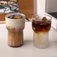 Verre à jus transparent monocouche en borosilicate haute résistance ; Tasse à latte minimaliste ; Tasse à café froid grande capacité couleur unie