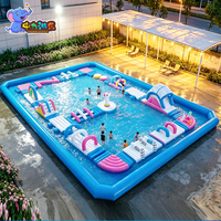 Parc aquatique gonflable géant personnalisé, équipement modulaire de parc aquatique pour lac et mer