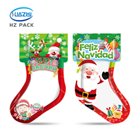Pochette OEM laminée découpée à l'emporte-pièce pour emballage de bonbons et snacks, sac cadeau auto-scellant en forme de dessin animé de Noël pour bonbons et fruits secs