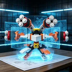 DIY <b>Building</b> Blocks Robot 4‑Legged Mobile Turret Mecha <b>Building</b> Block Transforming Bricks Toy for Kids Assembly <b>Model</b> Kit - Product Image 5