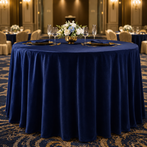 120 pouces rond personnalisé Polyester couverture de Table Banquet fête en plein air mariage velours nappe nappes pour événements - Product Image 1