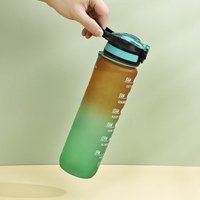 Bouteille d'eau de sport en plastique de 32oz 1l Tritan PCTG sans BPA, gallon de gymnastique en plein air, motivation, avec marqueur de temps en paille, logo personnalisé
