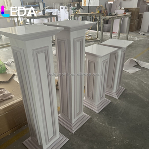Columnas Romanas Talladas en PVC Blanco Clásico LEDA, Pedestal Cilíndrico Blanco, Soporte para Postres, Soporte para Flores para Bodas, Eventos y Fiestas - Product Image 3