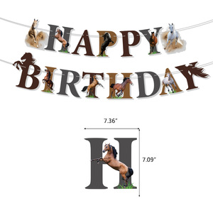 Décoration de fête sur le thème du cheval brun, bannière de dessin animé d'animaux de la forêt, décorations de gâteau, kit de ballons en latex, fournitures pour fête d'<span class=keywords><strong>anniversaire</strong></span> - Product Image 4