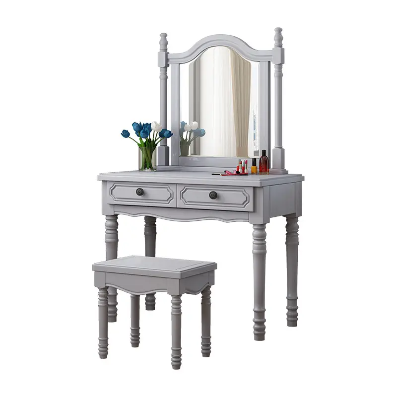 Americana cassettiera tavolo da tavolo in legno a specchio tavolo da trucco semplice vanità con specchio camera da letto mobili