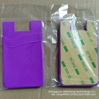 Porte-cartes en silicone double couche avec adhésif arrière pour téléphone portable, pochette pour cartes bancaires et de transport, impression couleur, design élargi
