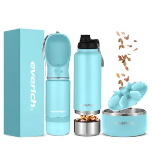 New Portable 2 in 1 Pet Outdoor Drinking water Bottle Going Out Drinking Cup And Feeding Dog stainless steel food bowl travel