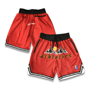 กางเกงขาสั้นบาสเก็ตบอลผู้ชายดีไซน์ลายซิปย้อนยุคแบบกําหนดเอง - Product Image 2