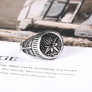 Men's <b>Titanium</b> Steel <b>Ring</b> Cross Pattern Ice Flower Design Fashion Jewelry Gift SA1048 - Product Image 1