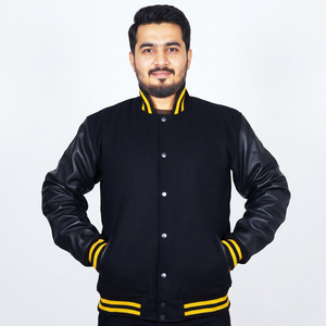 Blouson universitaire en toile pour homme grande taille avec logo personnalisé 2025, col montant, vente en gros, blousons universitaires vierges style Letterman - Product Image 1
