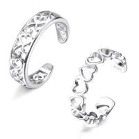 S925 Sterling Silver Taille Réglable Fleur Noeud En Forme De Coeur Doigt Anneau D'orteil Ouvert