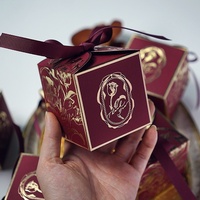 Boîte à bonbons dorée de luxe de style français, best-seller, avec carton et ruban pour les mariages