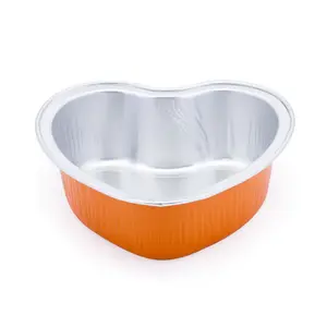 Hotsales 125ml Heart Shape Aluminum Baking Pan Foil Food Containers With Dome Lid HC86