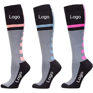 Custom Logo Cotton Polyester Nylon Polyamide Knitting Knee High Horse Riding Equestrian Socks
