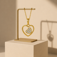 LULUFOCUS Nouveautés Collier Pendentif en Argent Sterling 925 Plaqué Or 18K avec Breloques Double Cœur CZ Tendance pour Femme