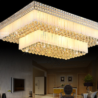 Lampes suspendues modernes lustres carrés en cristal de luxe à led pour plafond haut