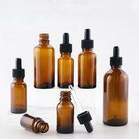 Flacon compte-gouttes gradué en verre ambré vide et rechargeable de 3,4 oz (50 ml) avec tube compte-gouttes pour huiles essentielles et laboratoire