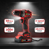 Perceuse sans fil YaJin 20V sans balais Li-ion à vitesse variable, couple réglable 60N.m, mandrin sans clé réversible