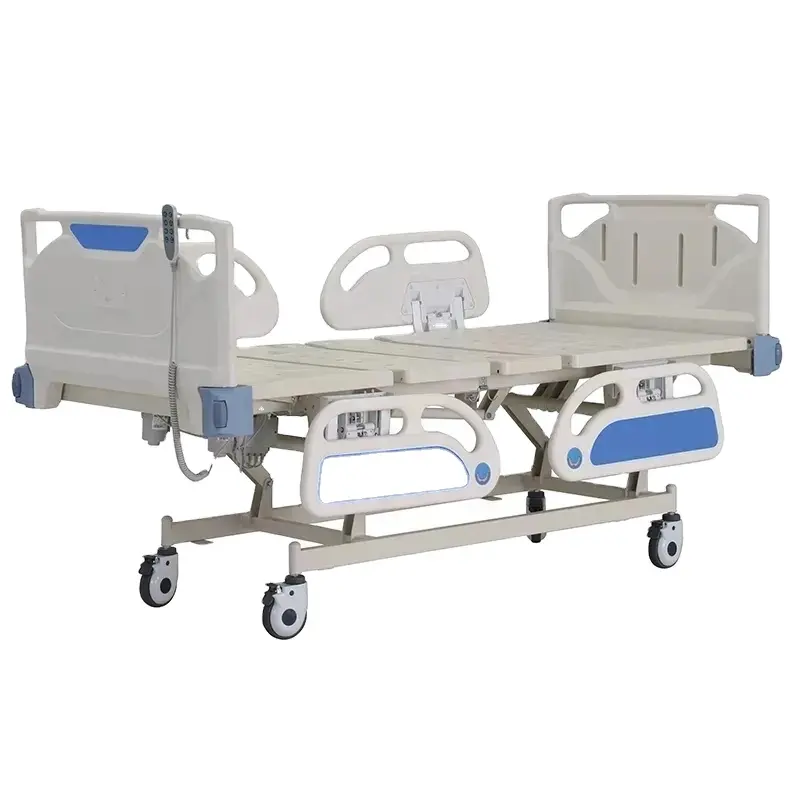 Letto ospedaliero elettrico a tre funzioni di alta qualità letto paziente automatico in ABS a cinque funzioni con rotelle