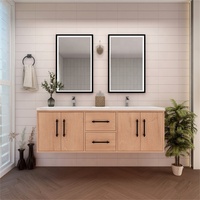 Prix abordable personnalisé en bois massif style moderne mural salle de bain vanités ensemble armoire de toilette pour hôtel usage domestique