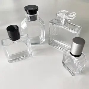 Frasco de vidro de luxo pequeno exclusivo para perfume de 15ml 50ml 100ml com design de etiqueta personalizada por atacado