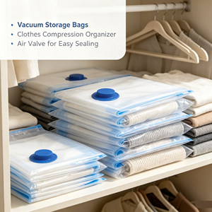 Transparent <b>Vacuum</b> Compression Storage <b>Bags</b> Foldable Space Saving Organizer Pouches for Clothes Blankets Bedding Travel - Product Image 4