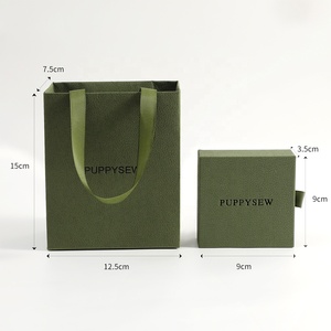 Puppysew 9*9cm Túi giấy + tông đồ trang sức ngăn kéo Hộp Vòng bông tai vòng cổ Đóng gói hộp với logo tùy chỉnh - Product Image 3