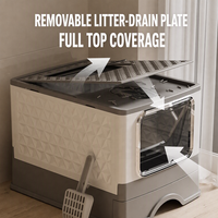 Bac à litière pour chat pliable et fermé XL, toilette pour chat extra large couverte, anti-éclaboussures, type tiroir, pour chats d'intérieur