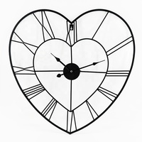 Horloge murale en fer minimaliste, surdimensionnée, moderne et mignonne en forme de cœur, vente en gros