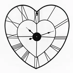 Venta al por mayor barato de comprar en línea moderna de Gran tamaño único lindo en forma de corazón de hierro Reloj de pared moderno