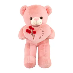 Alogogo mainan mewah kustom beruang Teddy dengan mainan hewan boneka hati cinta untuk hadiah Hari Valentine 2024