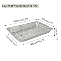MESTAEK 2224 21x13 Barquettes rectangulaires en aluminium pour barbecue, grands contenants alimentaires jetables, couvercles en plastique, feuille d'aluminium extra-large
