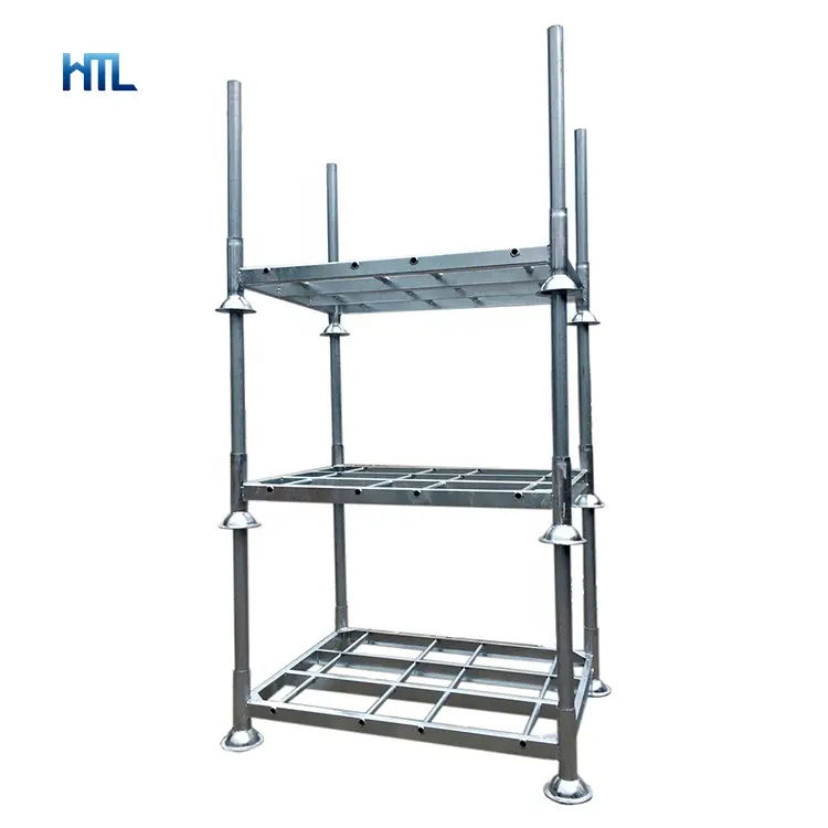 भारी शुल्क stackable वियोज्य जस्ती स्टील फूस stillage पिंजरों