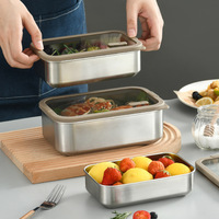 Boîte à bento personnalisée pour légumes et fruits, récipient de stockage alimentaire, couvercle en verre anti-explosion, acier inoxydable 304, étanche
