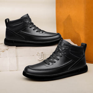 Stivaletti da uomo con lacci <span class=keywords><strong>in</strong></span> vera pelle Oxford Anti-slip stivali da moto Casual scarpe alte da uomo <span class=keywords><strong>in</strong></span> peluche - Product Image 4