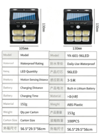 Nouvelle conception Lampe solaire de jardin 20 LED IP65 étanche en ABS avec détection de mouvement, lumière blanc chaud 3000K pour camping