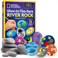 Kit de peinture sur pierre qui brille dans le noir NATIONAL GEOGRAPHIC pour enfants - 15 galets de rivière et 15 couleurs de peinture, fournitures de bricolage en papier, Chine