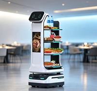 Robot de livraison de nourriture autonome à 4 plateaux, robot de service intelligent à recharge automatique pour restaurant et hôtel
