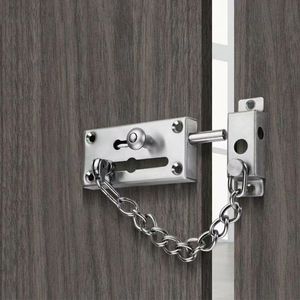 Surface-mounted <b>Lockable</b> Door Bolt Stainless Steel With Anti-theft Chain For Residential Homes And Hotels - Product Image 2