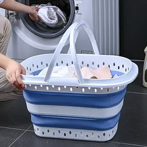 Panier à linge pliable en plastique directement à l'usine, rangement du linge, lavage, égouttoir avec poignée