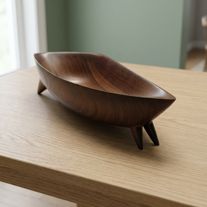 Living Room Table Decor Footed Base Wooden Boat Snacks Cookie Serving Vintage Party Eco-Friendly Polished Home Latest Bowls - Product Image 1